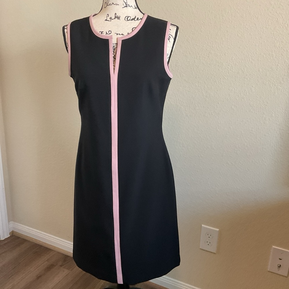 Black Label by Evan Picone Women's Black & Pink Accent Sleeveless Dress Size 4